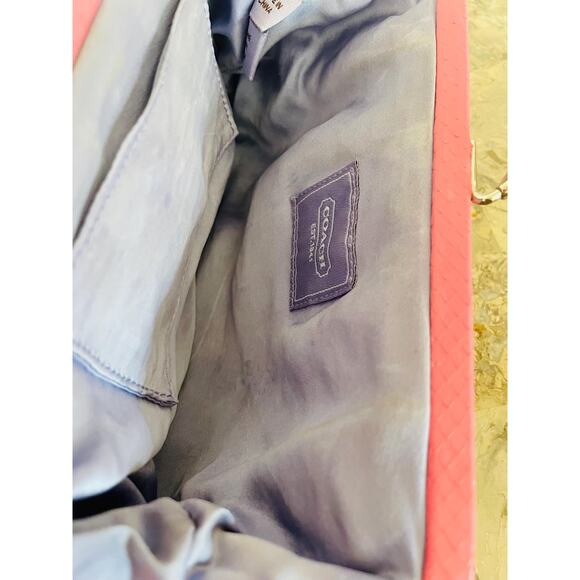 Vtg Coach Y2K jewel kisslock khaki signature snake skin clutch/wristlet pink bag - Picture 9 of 10